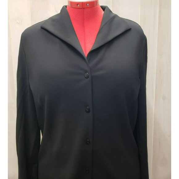Talbots Black Button-Up Blouse Tailored style, Size L, Long Sleeve, Wrinkle free - Picture 2 of 9